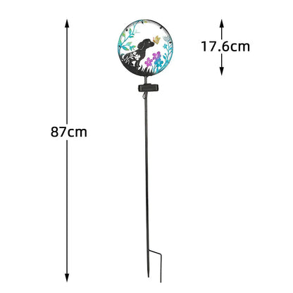 Solar Wrought Iron Cat Butterfly Ground Plug Lights, Outdoor Courtyard Projection, Lawn LampAtmosphere Decoration, Cross-Border