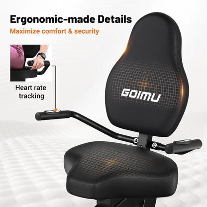 Recumbent Exercise Bike for Home Use: Magnetic Resistance Stationary Bike with Adjustable Seat for Adults and Seniors Supports