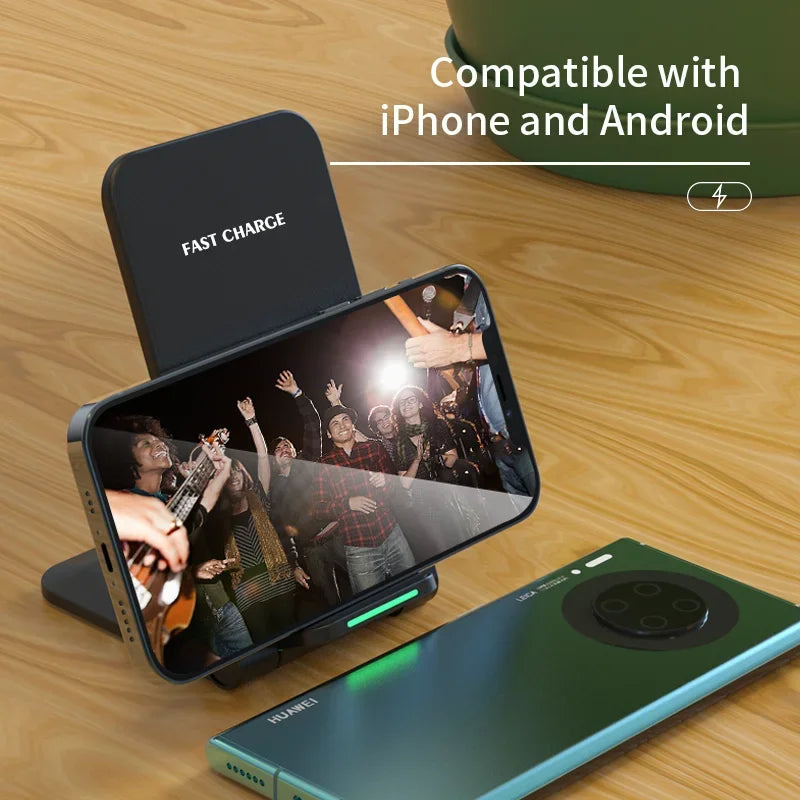 65W Wireless Charger Stand Pad For iPhone 15 14 13 12 11 Pro X XS Max XR 8 Samsung Xiaomi Induction Fast Charging Dock Station