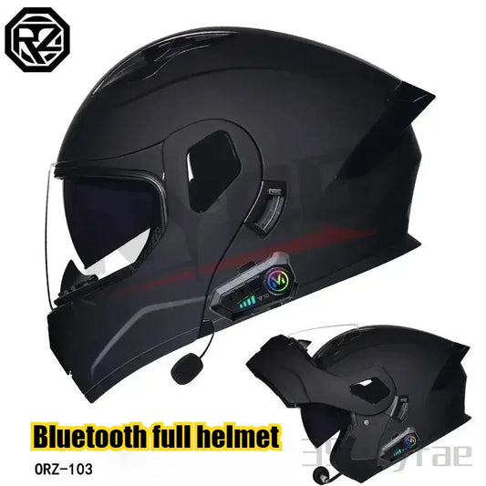 ORZ-103 Motorcycle Dual-Lens Helmet Men Women Bluetooth Full Helmet All Seasons Flip Helmet with Tail Wing DOT Certification