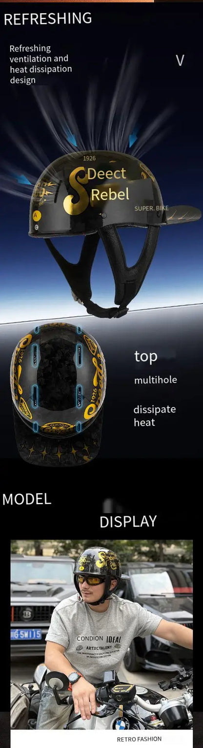 New retro summer motorcycle helmet motorcycle cruising half face helmet anti-collision men lightweight and breathable.
