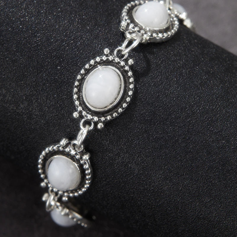 Natural Synthetic Oval Moonstone Adjustabl Bracelet Woman Man Wealthy Jewelry Luxury Elegant Romantic Simple Fine Jewelry Gifts