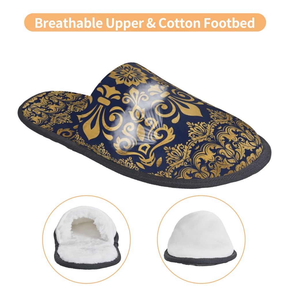 Custom Queen Of Absolutely Everything Gold Baroque Soft Memory Foam House Slippers Women Comfy Warm Anti-skid Sole Slipper