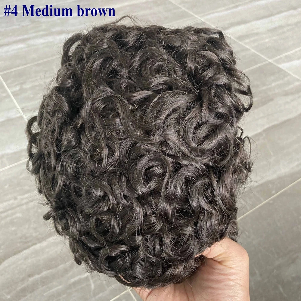 26mm Loose Curly 0.06mm Natural Hairline Men Toupee Ultra Thin Skin Full VLoop 1B80 613# Blonde Male Human Hair Prosthesi System