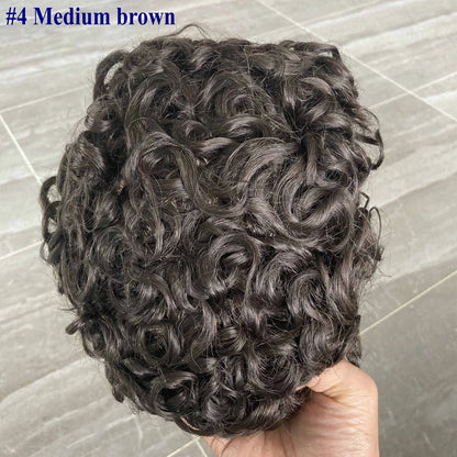 26mm Loose Curly 0.06mm Natural Hairline Men Toupee Ultra Thin Skin Full VLoop 1B80 613# Blonde Male Human Hair Prosthesi System