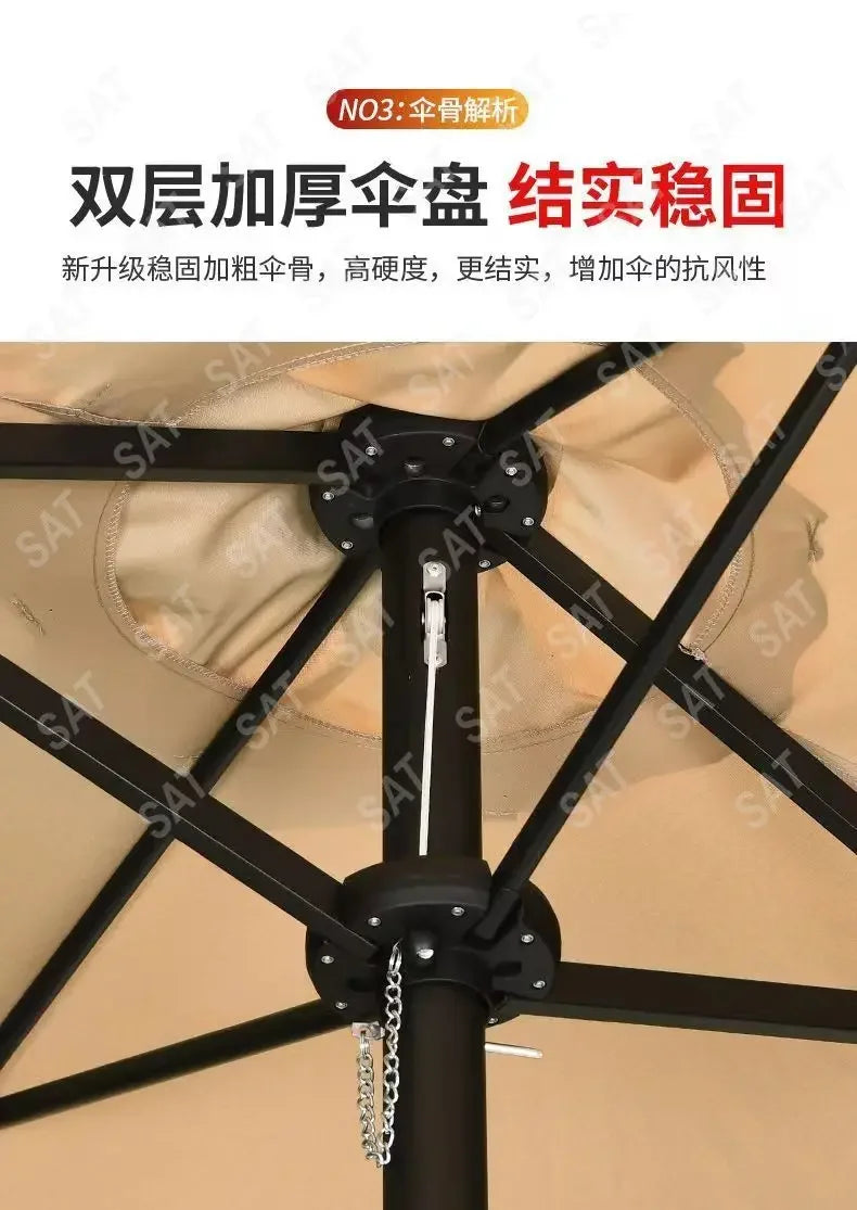 -Three-headed Parasol Outdoor Courtyard Leisure Umbrella With Big Umbrella Set Outside And Big Umbrella Stall Outdoor Garden