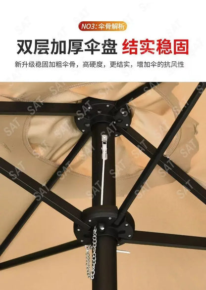 -Three-headed Parasol Outdoor Courtyard Leisure Umbrella With Big Umbrella Set Outside And Big Umbrella Stall Outdoor Garden