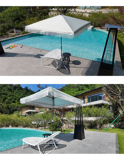 Seaside Resort Beach Umbrella Courtyard Tassel  Pool Terrace Parasol Square Umbrella