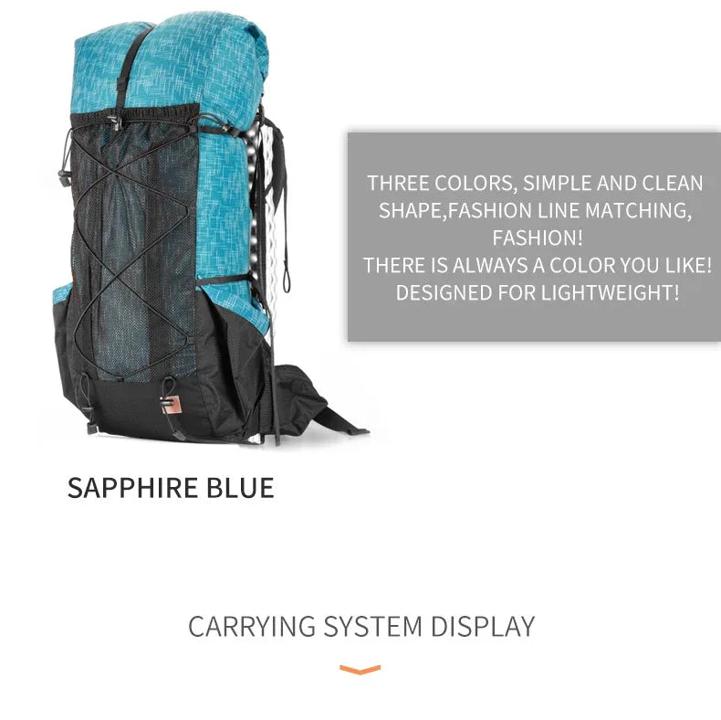 3F UL Gear Lightweight Waterproof Hiking Backpack 40+16L Outdoor Camping Travel Climbing Trekking Rucksack with Adjustable Strap