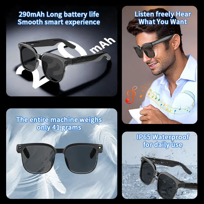 New AI Smart Glasses Camera 800W Bluetooth Sunglasses Women Photo Video Recording Dual Speaker Music Playback Smart Glasses Men