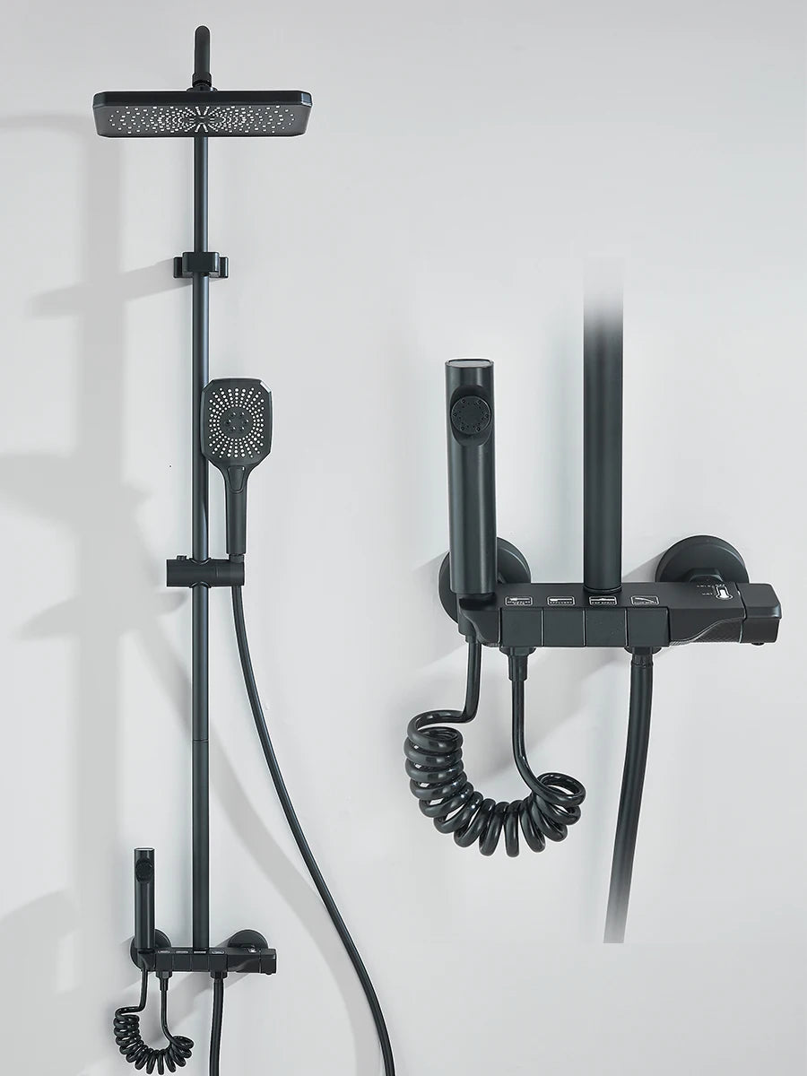 4-way Piano Shower System With Rain Shower Bidet Faucet Hot Cold Water Mixer For Bathroom Shower Kit