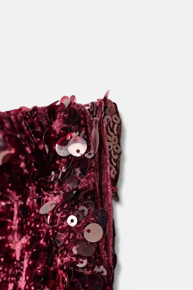 Chic Sequin Sleeveless Top Pants Set Women Faux Fur Patchwork Tops High Waist Straight Trousers Sets Lady Party Street Outfits