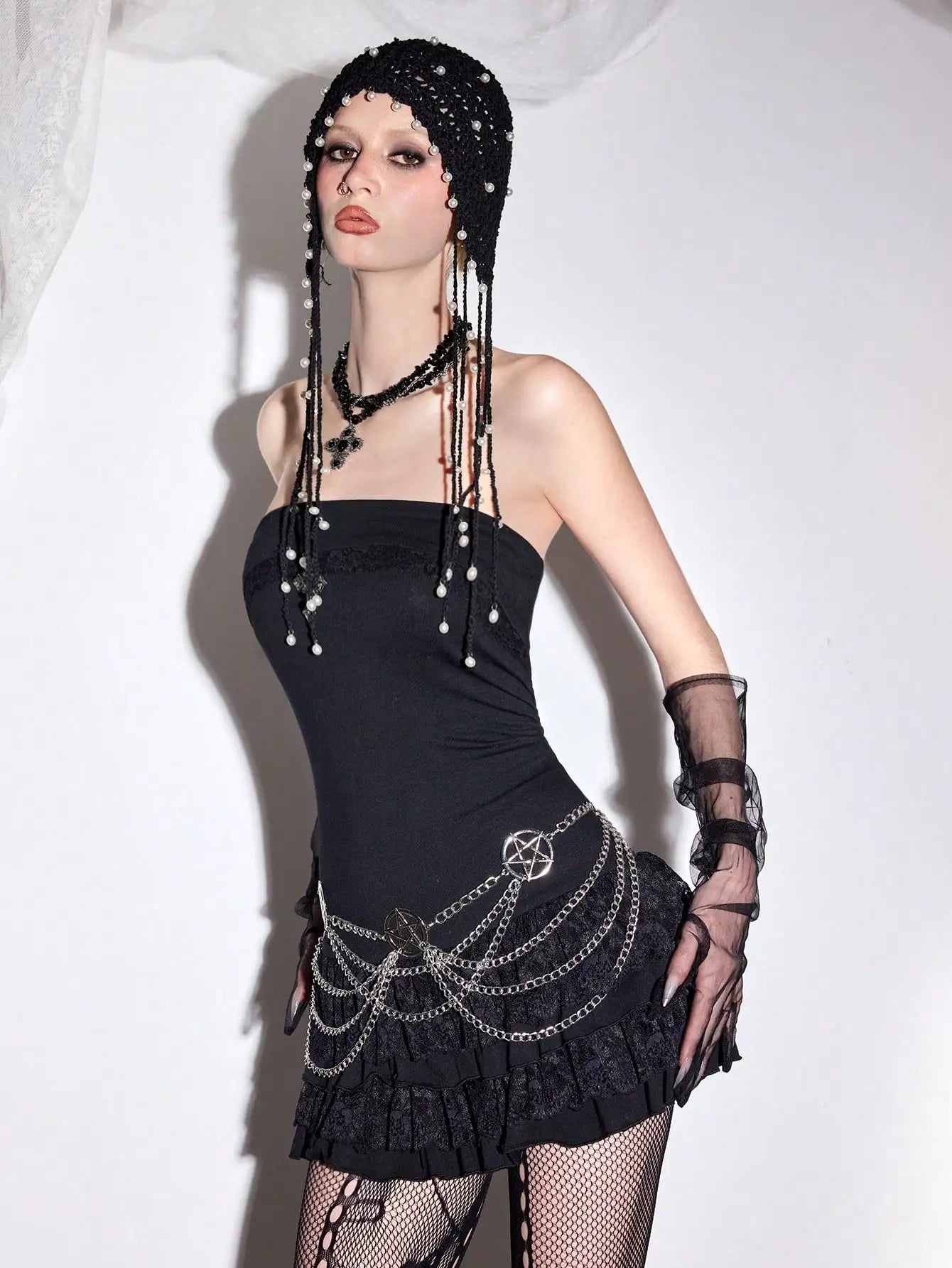 HERSHINE Women's Fashion Silver Hollowed-out Five-pointed Star Waist Chain, Y2K Gothic Punk Rock Hip Hop Accessory，spring，summer