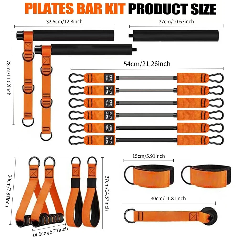 Pilates Bar Kit with Resistance Bands Exercise Bands Set Portable Yoga Pilates Stick for Home Gym Fitness Yoga Strength Training