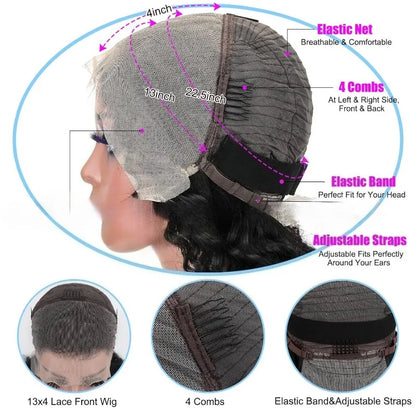 High Quality Front Lace Wig BOB DEEP High Density4 * 4 Frontal Lace Wigs European and American Wig Natural Brazilian Virgin Remy