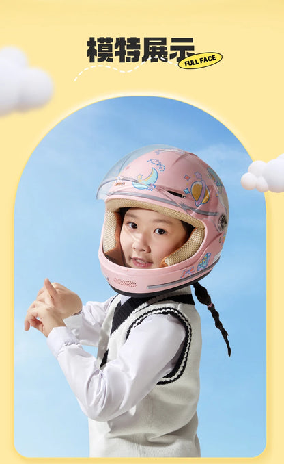 Children's Anti Fall Helmet Cute Cartoon Motorcycle Helmets Electric Bike Helmet Children's Moto Helmets Riding Full Helmet