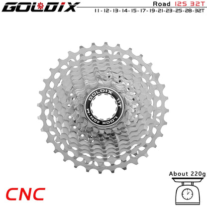 GOLDIX Ultralight CNC Road Bike Cassette 11/12 Speed k7 11S 12S 28T/32T/34T/36T Cassette Sprocket for SHIMANO HG