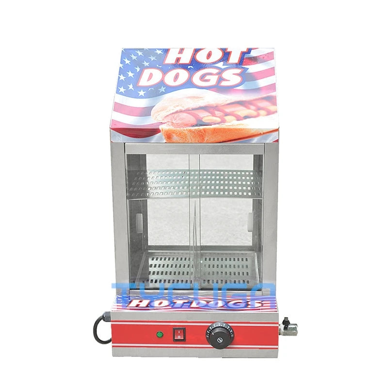Commercial Hot Dog Warmer Cabinet Stainless Steel Display Heater 1200W Food Warming Showcase With Temperature Control for Food