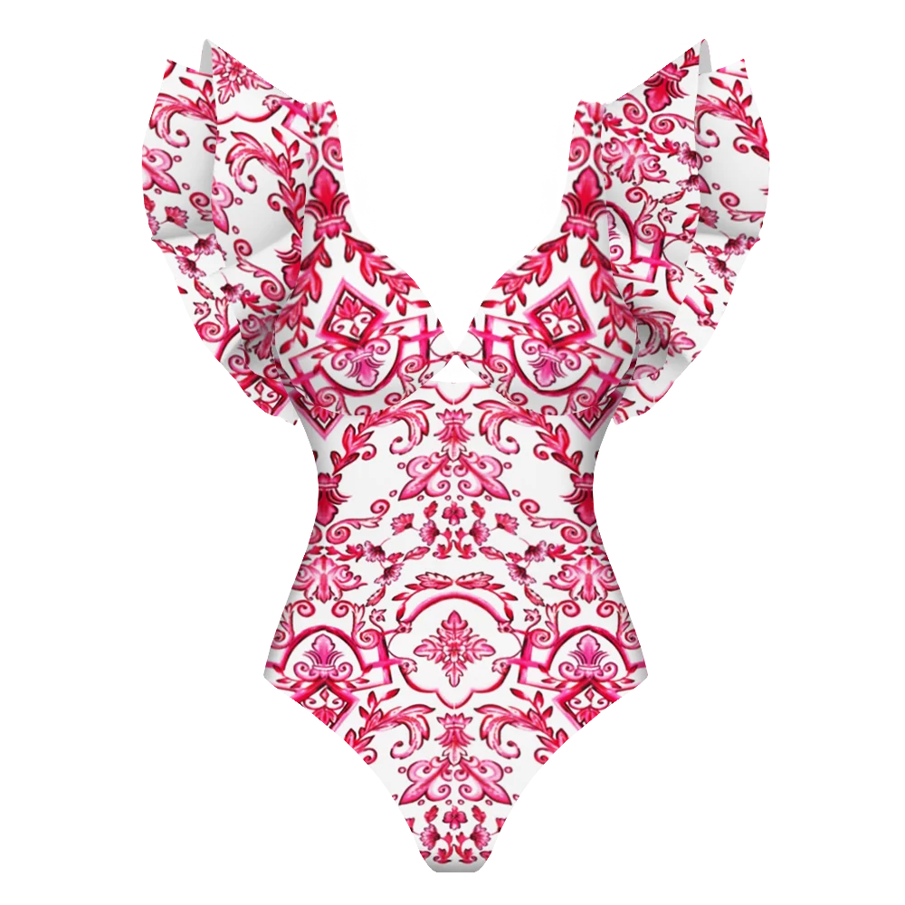 2026 New Sexy Ruffle Bikini Set Printed Brazilian Biquini Women Swimwear Skirt Bathing Suit Girls Summer Beachwear Dress
