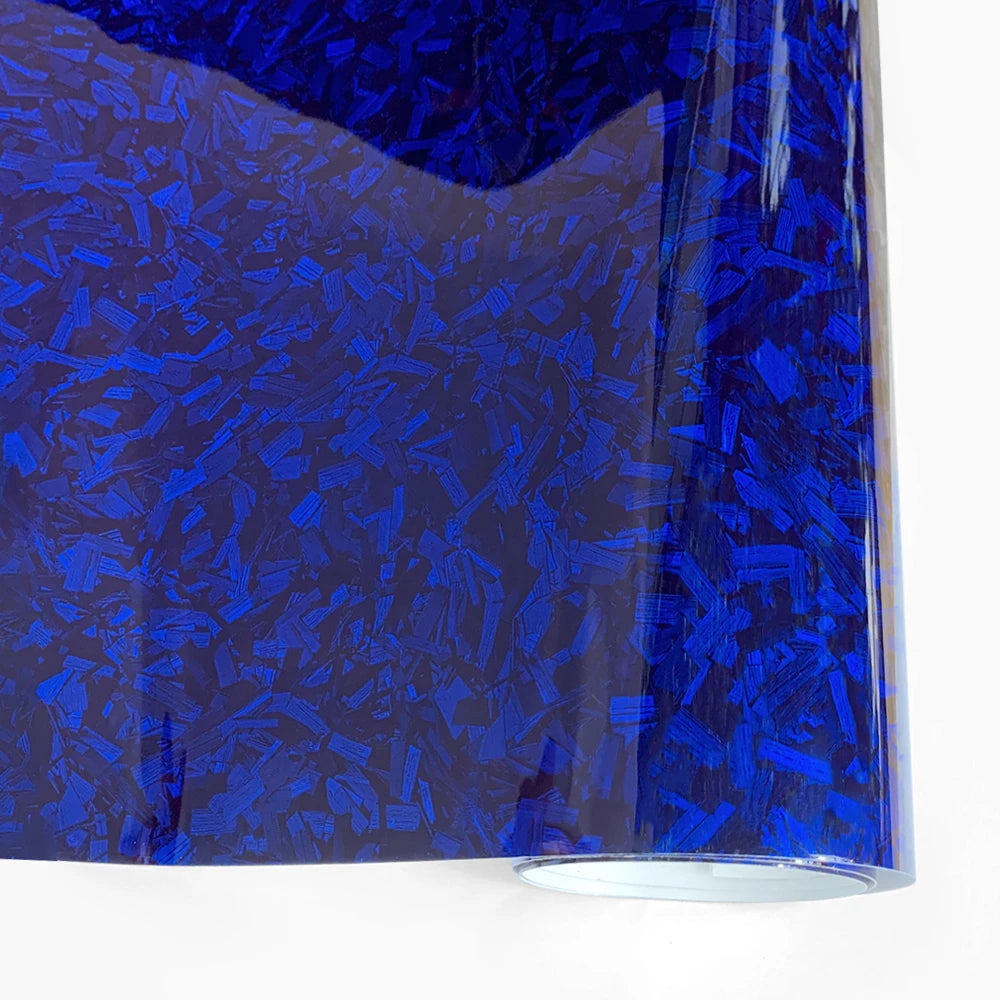 High Glossy Blue Forged Carbon Fiber Vinyl Wrap Waterproof Laser Film on the Hood DIY Car Adhesive Vinyl for Motorcycle Stickers