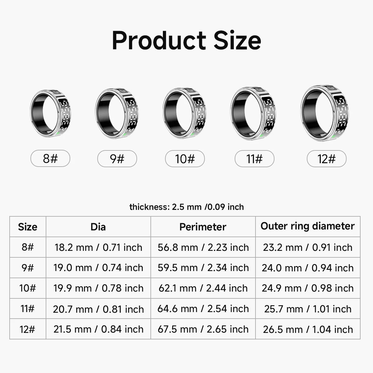 2026 New Smart Ring Display Screen Gestures Brush Video 5ATM Waterproof  Remote Camera Blood Pressure Monitoring For Men Women