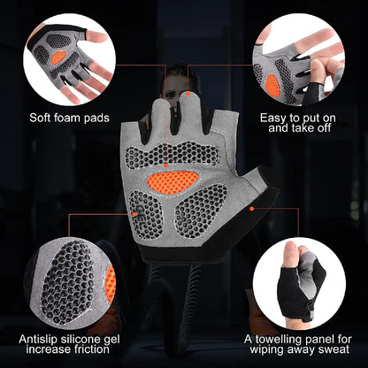 Weightlifti Gym Gloves Fitness Training Fingerless Women Men Bodybuilding Exercise Sports Gloves Cycling Anti Slip Breathable