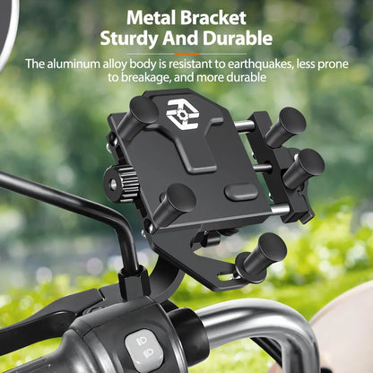 New Motorcycle Phone Holder Universal Alloy Shock-Absorbing Motos Bike Handlebar Navigation Bracket 360° Rotary Adjustable Stand