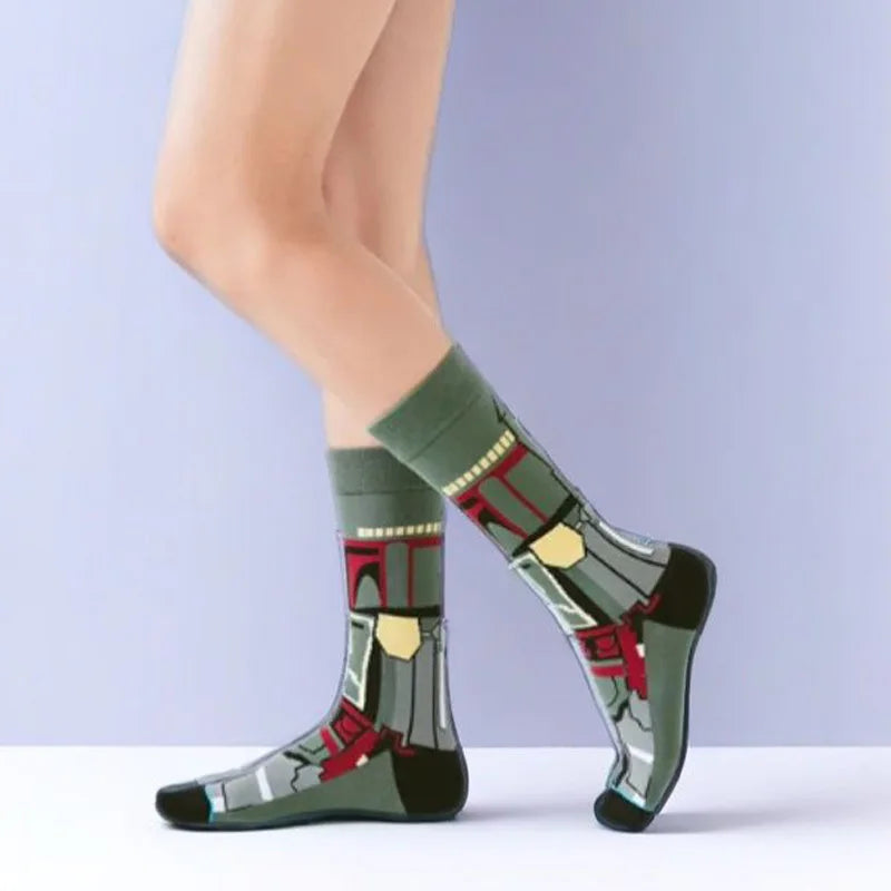 1 pair Autumn Winter Anime Socks Movie Women socks Master Yoda R2-D2 Cosplay Socks Wookiee Jedi Knight Novelty Men's Socks 37-45