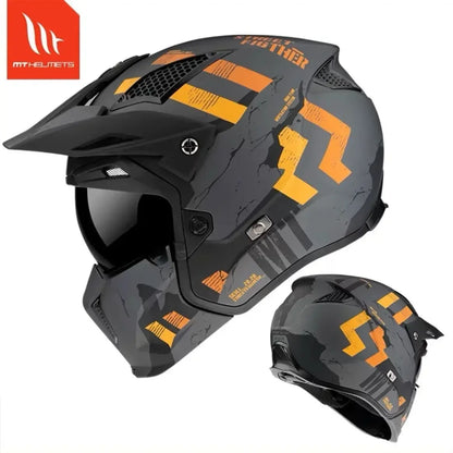 MT Street Fighter Motorcycle Helmet Detachable Combination Electroplated Gold Helmet ECE DOT Certification Full Face Casco Moto