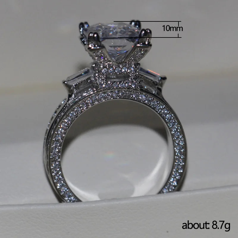 Huitan Gorgeous Full Cubic Zirconia Ring for Women Luxury Inlaid Square CZ Stone Engagement Wedding Rings New Fashion Jewelry