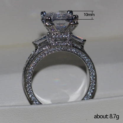 Huitan Gorgeous Full Cubic Zirconia Ring for Women Luxury Inlaid Square CZ Stone Engagement Wedding Rings New Fashion Jewelry