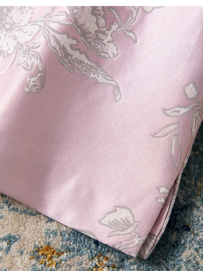 Luxury Beaded Pink Chinese Style Women's Top 2025 Loose Shoulder Embroidery Jacquard Elegant Fashion Blouse Outerwear