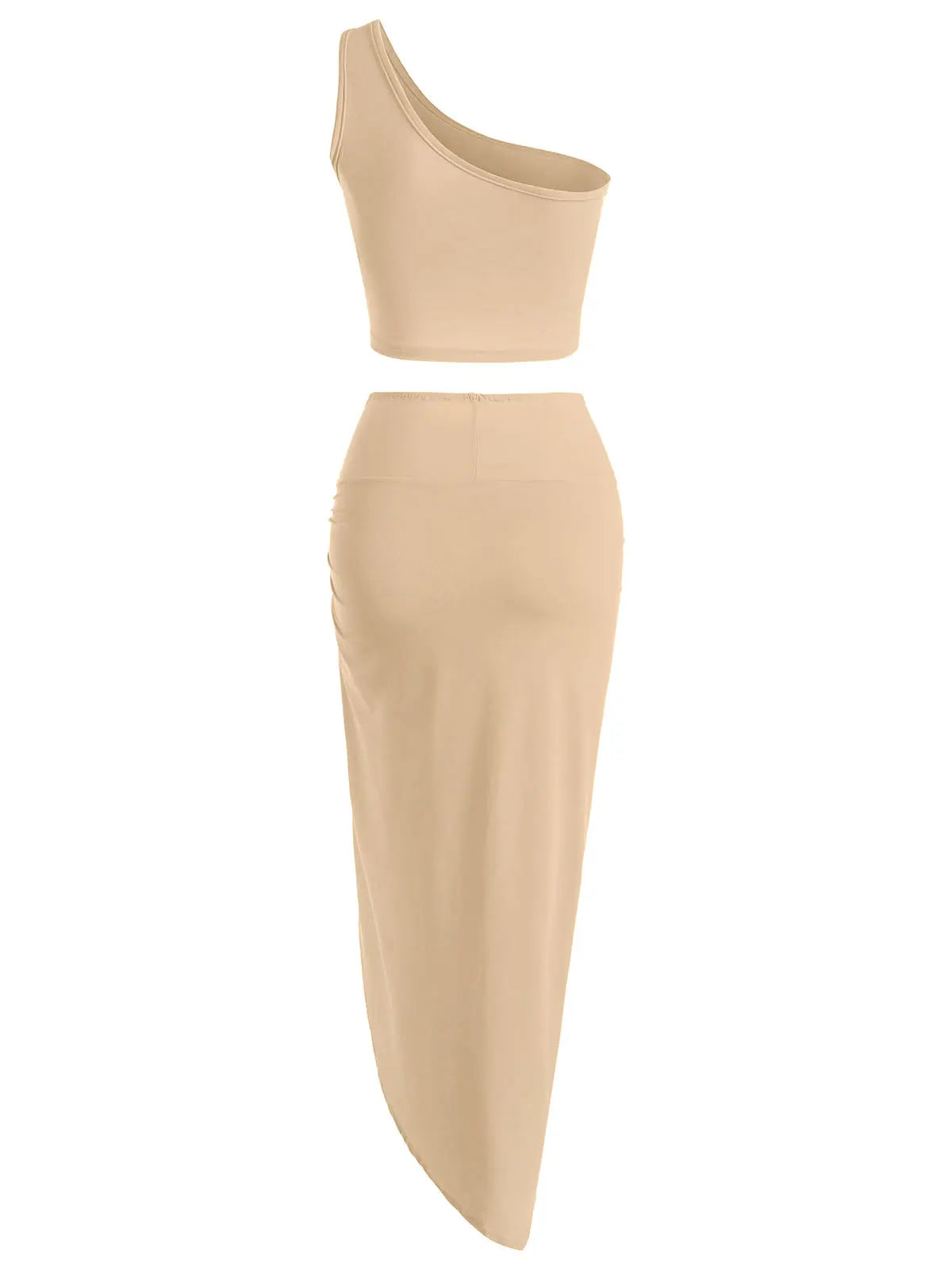 Spring and Autumn New Popular Women's Y2K Knit Off-Shoulder High Stretch Vest Top and Sexy Slit Half Skirt Set