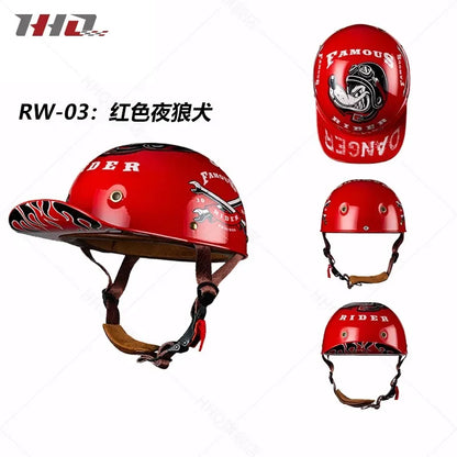 Retro Bucket Half Helmet for Men & Women - Motorcycle & Electric Bike Safety Helmet