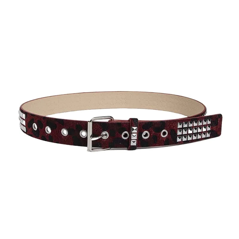 Punk Pink Fur Rivets For Women's Belt Hip Hop Y2k Girls Jeans Accessories Girdle Goth Retro Brown Pin Buckle Pu Waistband