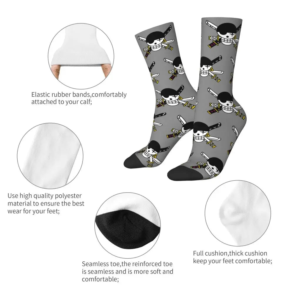 Fashion Men's Socks Harajuku Tony Tony Choppers Sock Luffys Zoros Trafalgar Law Anime Women's Socks Spring Summer Autumn Winter