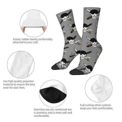 Fashion Men's Socks Harajuku Tony Tony Choppers Sock Luffys Zoros Trafalgar Law Anime Women's Socks Spring Summer Autumn Winter