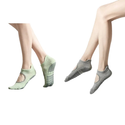 2/6 Pairs Women's Short Open Instep Yoga Socks Indoor Non-slip Floor Socks Adult Pilates Sports Socks