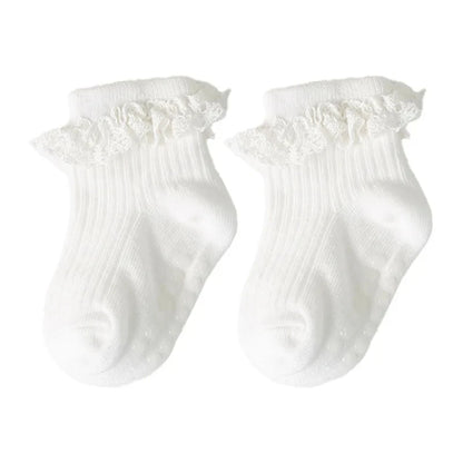 1/3/4/5pairs Cotton Pure Color Toddler Girl Lace Socks Infant Baby Girls Non-slip Socks Young Children Girl Cute Half Knee-socks
