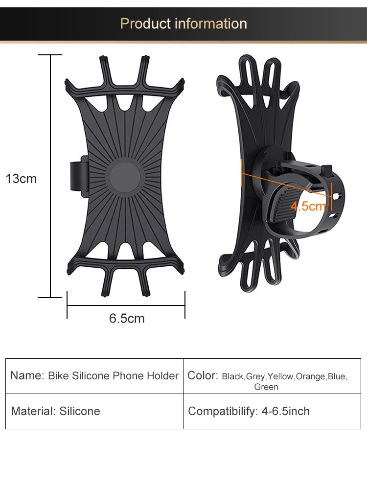 360 Rotatable Bicycle Phone Holder Motorcycle Stand Bracket Silicone GPS Support For Iphone 11 Xiaomi 10 Huawei P40