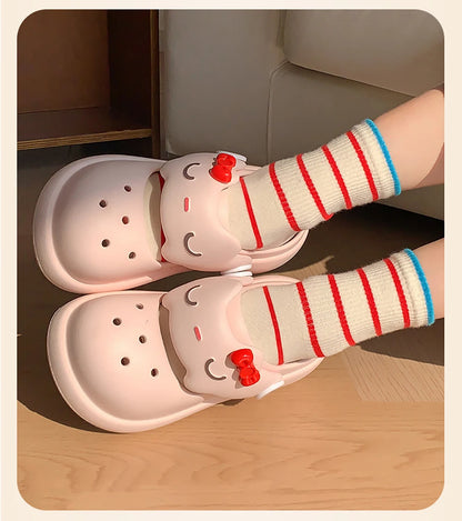 Women Fashion Platform Clogs Cute Cartoon Rabbit Summer Shoes Female Indoor Street Slippers Soft EVA Girls Daily Walking Sandals