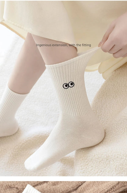New 5 Pairs Cool Women White Cute Funny Socks Set Cartoon Lady Autumn Winter Female Girl Kawaii Sport Short Socks For Women