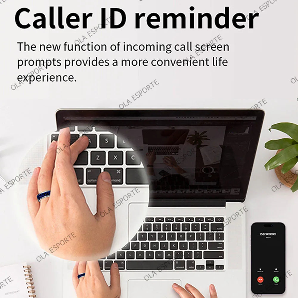 Call ID Reminder Smart Ring Heart Rate Blood Pressure Monitor Men Women Smartring 5ATM Waterproof Health Multi Sports Ring 2026