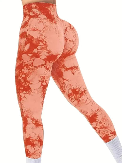 CZGUKE Tights Women Tie Dye Leggings High Waist Lifts Butt Tummy Control Push Up Seamless Yoga pants Ladies Workout Gym Clothing