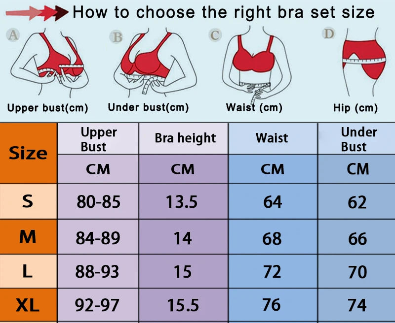 Women's Embroidered Push Up Lingerie Set, Comfortable Thin Bralette Underwear for Daily Wear