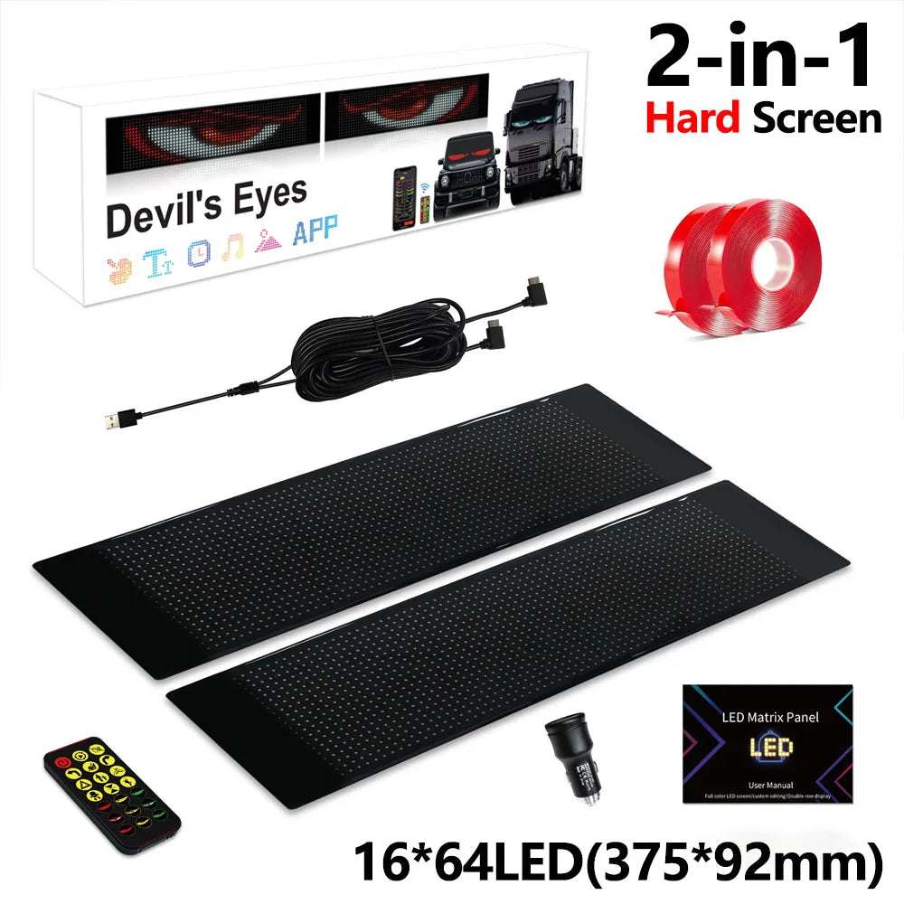 16*32 LED Devil Eye Lights for Motorcycle Windshield,Programmable Matrix Pixel Panel with App/Remote Control for Motorcycle