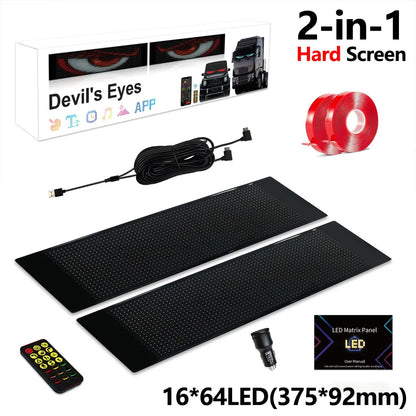 16*32 LED Devil Eye Lights for Motorcycle Windshield,Programmable Matrix Pixel Panel with App/Remote Control for Motorcycle