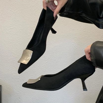 High Heels Women's Shoes Pointed Toe Fashion Sexy Shoes Suede Luxury Designer Pumps Autumn New Elegant Dress Zapatos Mujer