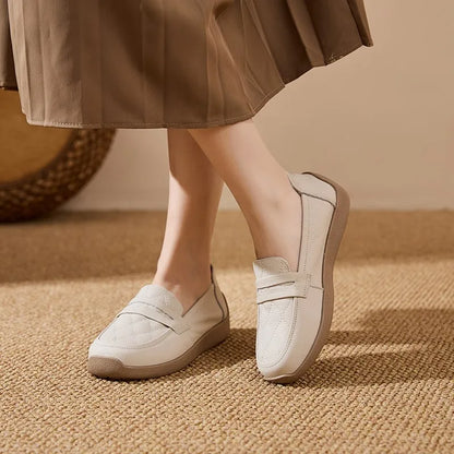 AIYUQI Women Genuine Leather Loafers Flat Slip‑on Comfort Mother Shoes Casual Ladies Moccasins Daily Walking Shoes Women
