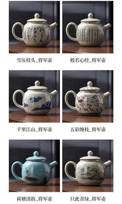 200ML Chinese Ceramic Teapot Ru Kiln Ice Crack Glaze Can Raise Tea Kettle Handmade Porcelain Teaware Household Tea Pots